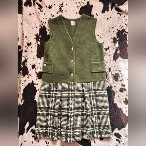 WOMEN'S 60'S PLEATED MIDI DRESS - GREEN